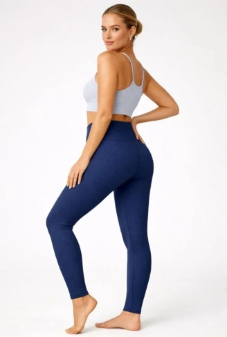 Fitilli Full Likralı Yüksek Bel Toparlayıcı Tayt Günlük Ve Spor Kullanım - Lacivert