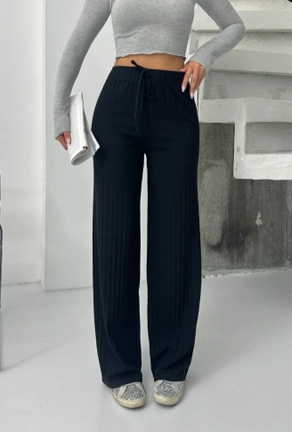 Fitilli şardonlu pantolon siyah a4058