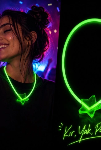 Fosforlu Yıldız Parti Kolyesi – Neon Işıklı Kolye Yeşil Renk (4940)
