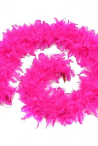 Fuşya Renk Kabarık Tüylü Otriş Boa Gerçek Tüy Dekorasyon 180 cm (4940)
