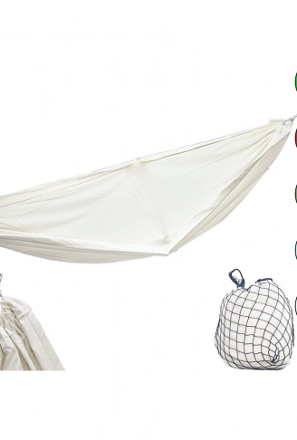 GABARDİN DOKUMA RENKLİ PAMUK KUMAŞ KAMP HAMAK 135X260CM200KG.TAŞIMA6MT İPFİLE ÇANTALI (4940)