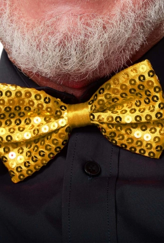 Gece Işıltısı Altın Payetli Pullu Papyon 7x2 cm (4940)