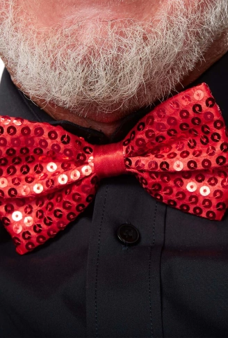 Gece Işıltısı Kırmızı Payetli Pullu Papyon 7x2 cm (4940)