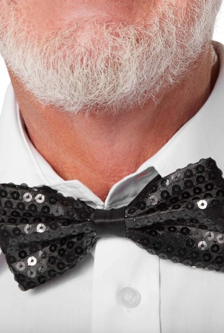 Gece Işıltısı Siyah Payetli Pullu Papyon 7x2 cm (4940)