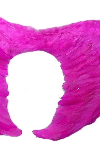 Gerçek Tüylü Katlanabilir Çocuk Pembe Melek Kanadı ve Asa Seti 40x55 cm (4940)