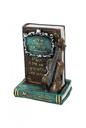 GİTAR - KİTAP VİNTAGE DEKORATİF BİBLO - KUMBARA 21X14X10CM REÇİNE (4940)