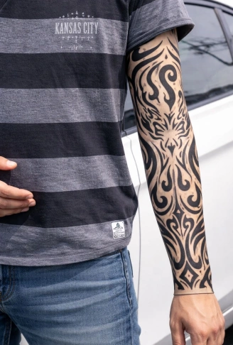 Giyilebilir Kol Dövmesi Çorap Dövme 3D Baskılı Kol Bacak Dövme 2 Adet Model 11 (4940)