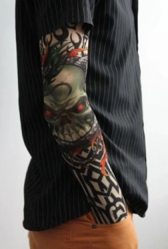 Giyilebilir Kol Dövmesi Çorap Dövme 3D Baskılı Kol Bacak Dövme 2 Adet Model 14 (4940)