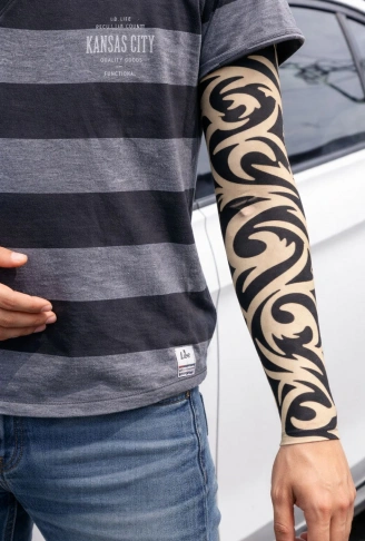 Giyilebilir Kol Dövmesi Çorap Dövme 3D Baskılı Kol Bacak Dövme 2 Adet Model 14 (4940)