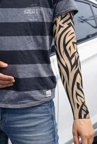 Giyilebilir Kol Dövmesi Çorap Dövme 3D Baskılı Kol Bacak Dövme 2 Adet Model 2 (4940)