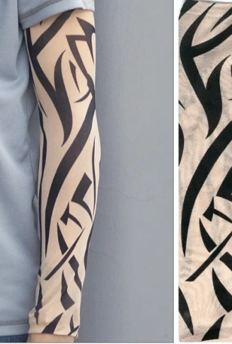 Giyilebilir Kol Dövmesi Çorap Dövme 3D Baskılı Kol Bacak Dövme 2 Adet Model 7 (4940)