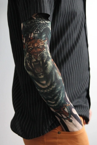 Giyilebilir Kol Dövmesi Çorap Dövme 3D Baskılı Kol Bacak Dövme 2 Adet Model 8 (4940)