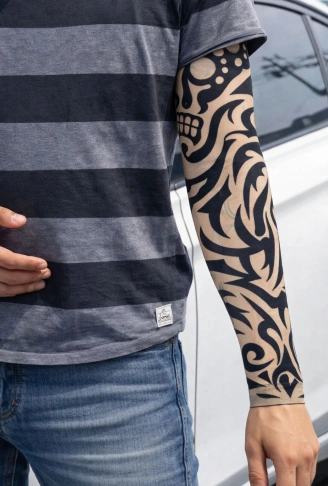 Giyilebilir Kol Dövmesi Çorap Dövme 3D Baskılı Kol Bacak Dövme 2 Adet Model 9 (4940)