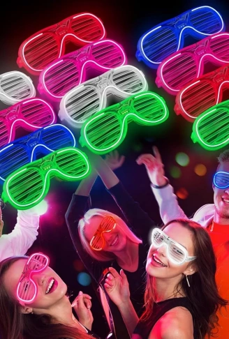 Glow Model 3 Farklı Fonksiyonlu Işıklı Panjur Parti Gözlüğü Karışık Renk 12 Adet (4940)