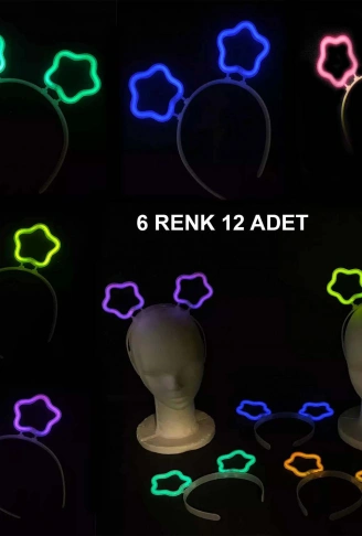 Glow Stick Karanlıkta Yanan Fosforlu Yıldız Taç 12 Adet (4940)