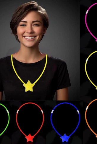 Glow Stick Yıldız Kolye - Glow Kolye - Glow Stick Partisi Yıldız Kolye 6 Adet (4940)