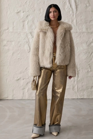 Gold Altın Varaklı Jeans Pantolon