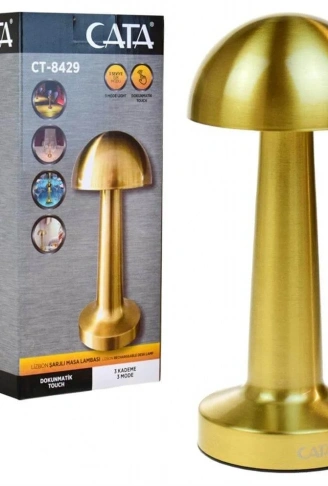 GOLD Mantar Lamba CT-8429 Lizbon 3 Renk Şarjlı Masa Lambası (4940)