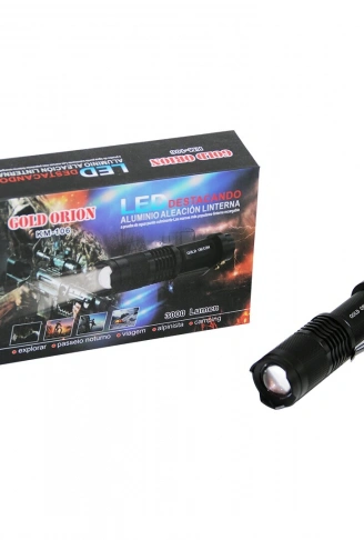 GOLD ORION KM-106 ZOOMLU EL FENERİ FİŞLİ PİL ŞARJ CİHAZLI SİYAH METAL KASA 12.5CM 3000 LUMEN (4940)