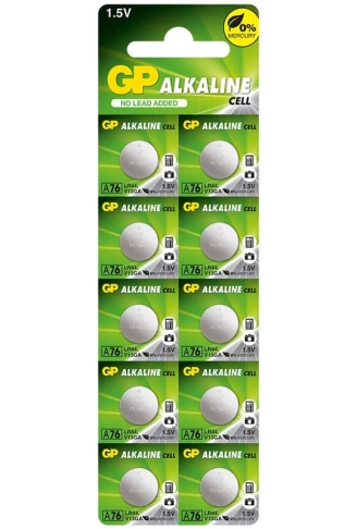 GP A76 LR44 1.5V ALKALİN AG-13 PİL (A76F-2C10) 10LU PAKET (4940)