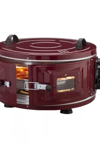 GROSS YUVARLAK DAVUL FIRIN STANDART AYARLANABİLİR TERMOSTAT = 50°C-320°C 1300W - 53CM ALÜMİNYUM TEPSİ ÖN GÖZETLEME CAMI  AF-008B (4940)