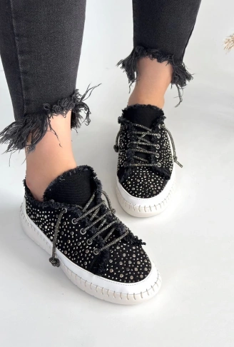 Guji Siyah Kot Bağcıklı Spor Ayakkabı