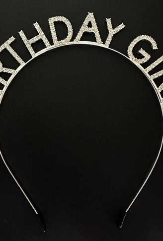 Gümüş Kristal Taşlı Birthday Girl Doğum Günü Tacı İthal Ürün A Kalite 17x16 cm (4940)