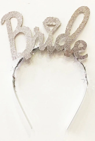 Gümüş Renk Bekarlığa Veda İtalik Yazı Alyanslı Bride Taç (4940)