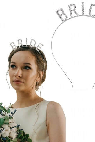 Gümüş Renk Bekarlığa Veda Kristal Taş Bride Tacı İthal 16x10 cm (4940)