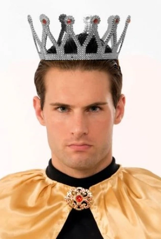 Gümüş Renk Çocuk ve Yetişkin Uyumlu Kral Tacı (4940)