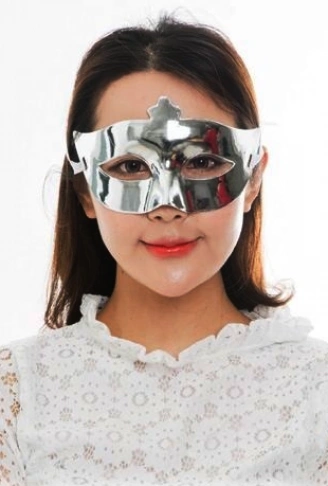 Gümüş Renk Kostüm Partisi Ekstra Parlak Balo Maskesi 15x10 cm (4940)