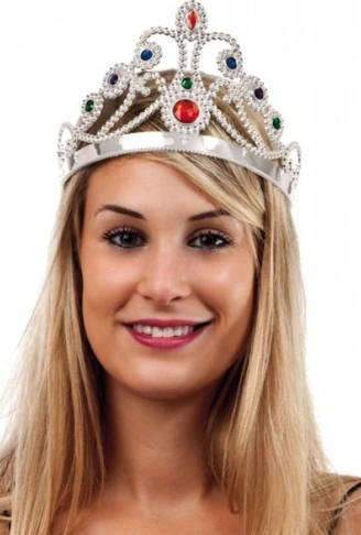 Gümüş Renk Plastik Prenses Tacı Kraliçe Tacı 60 cm (4940)