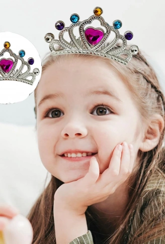 Gümüş Renk Taraklı Model Prenses Kraliçe Tacı 1 No 12x7 cm (4940)