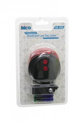 GÜVENLİK ŞERİTLİ LAZER  BİSİKLET  STOP LAMBASI   PİLLİ   7 FONKSİYONLU   SU GEÇİRMEZ (4940)