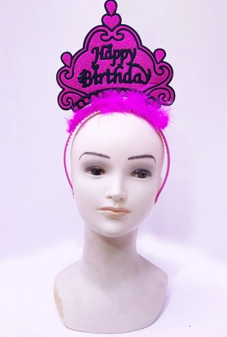 Happy Birthday Neon Fuşya Renk Doğum Günü Tacı 24x15 cm (4940)