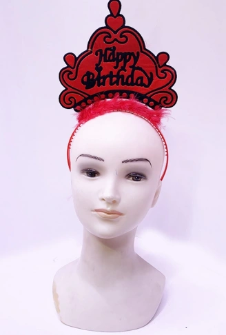 Happy Birthday Neon Kırmızı Renk Doğum Günü Tacı 24x15 cm (4940)