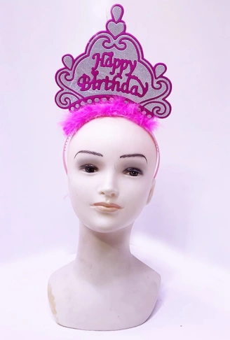 Happy Birthday Neon Pembe Renk Doğum Günü Tacı 24x15 cm (4940)