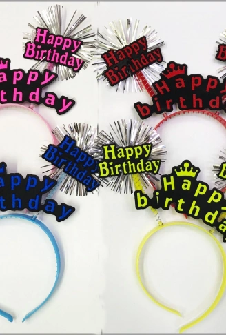 Happy Birthday Neon Renk Doğum Günü Tacı 12 Adet (4940)