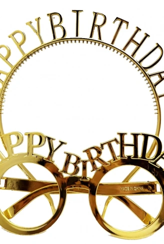 Happy Birthday Yazılı Taç ve Happy Birthday Yazılı Gözlük Seti Altın Renk (4940)