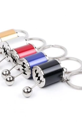 Hareketli Araba Vites Anahtarlık Altı Hız Manuel Vites Dişli Shifter Topuzu Metal Anahtarlık (4940)