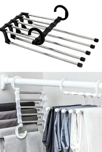 Hareketli Dolap İçi Pantolon Kravat Şal Askı Sistemi Düzenleyici Katmanlı Askılık Organizer (4940)