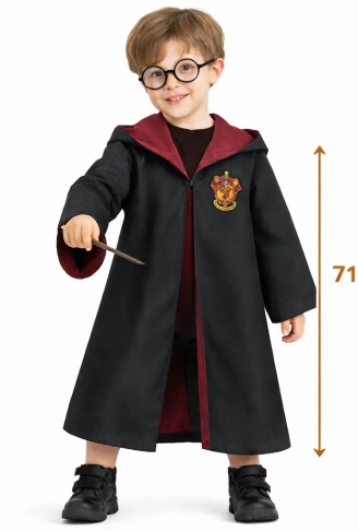 Harry Potter Çocuk Bebek Kostüm Seti – Asa Gözlük Pelerin 71 cm (2-4 Yaş) (4940)