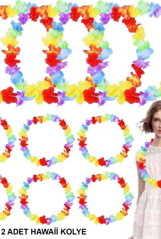 Hawaii Çiçekli Boyun Kolyesi - Renkli Tropikal Parti Leisi 12 Adet (4940)