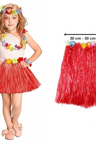 Hawaii Hula Eteği Kırmızı Renk 40 cm (4940)