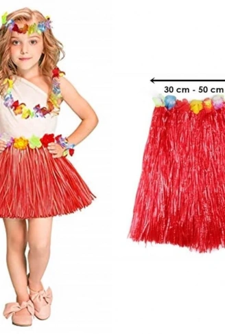 Hawaii Hula Eteği Kırmızı Renk 40 cm (4940)