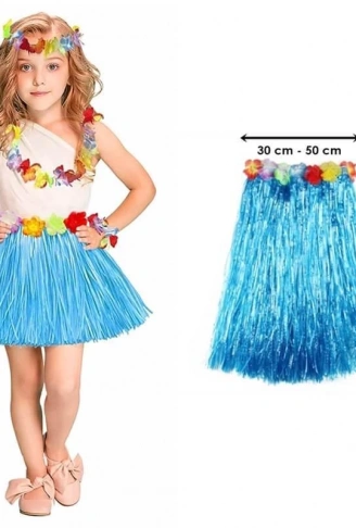 Hawaii Hula Eteği Mavi Renk 40 cm (4940)