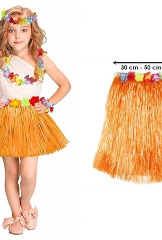 Hawaii Hula Eteği Turuncu Renk 40 cm (4940)