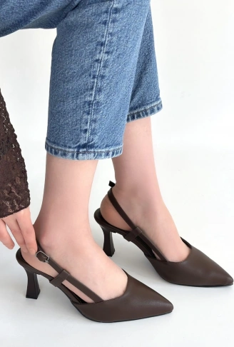 Hoost Kahverengi Cilt Topuklu Ayakkabı