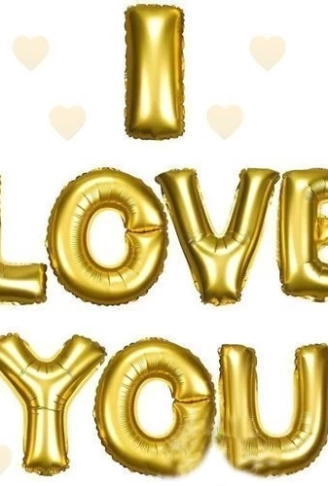 I Love You Folyo Balon Altın Renk 35 CM