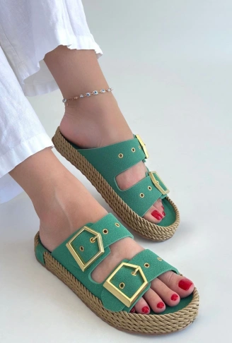 İces Yeşil Nubuk Terlik